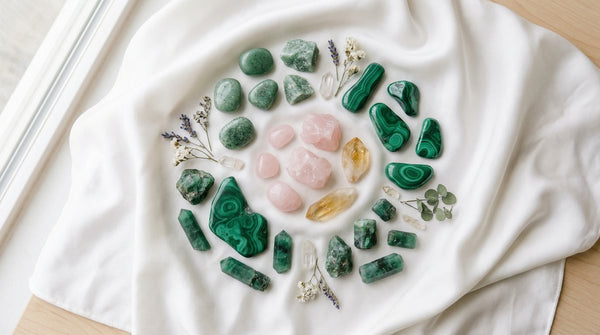 Taurus season crystals - Green Aventurine, Rose Quartz, Citrine, Malachite