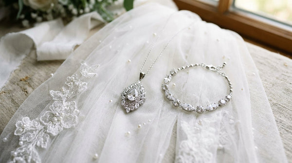 Photorealistic crystal pendulum jewelry on neutral background