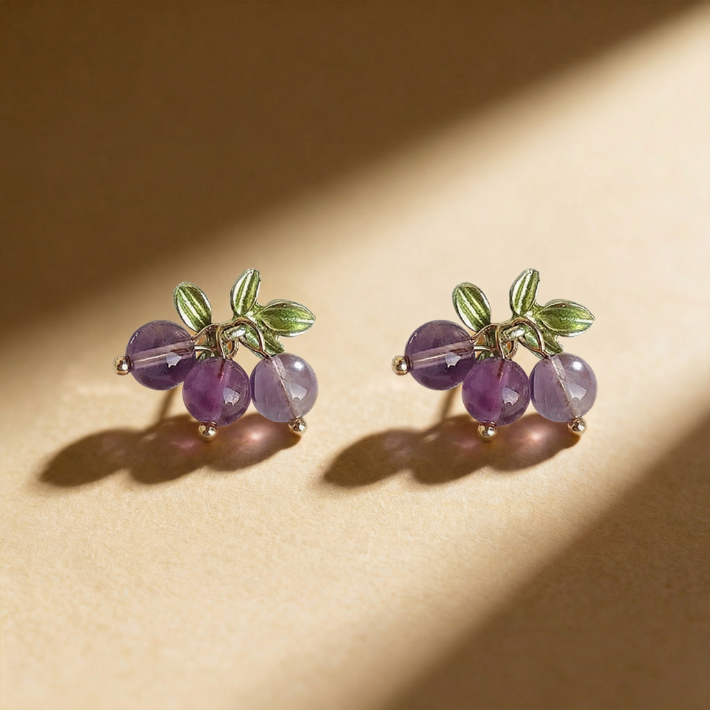 Amethyst Grape Cluster Earrings