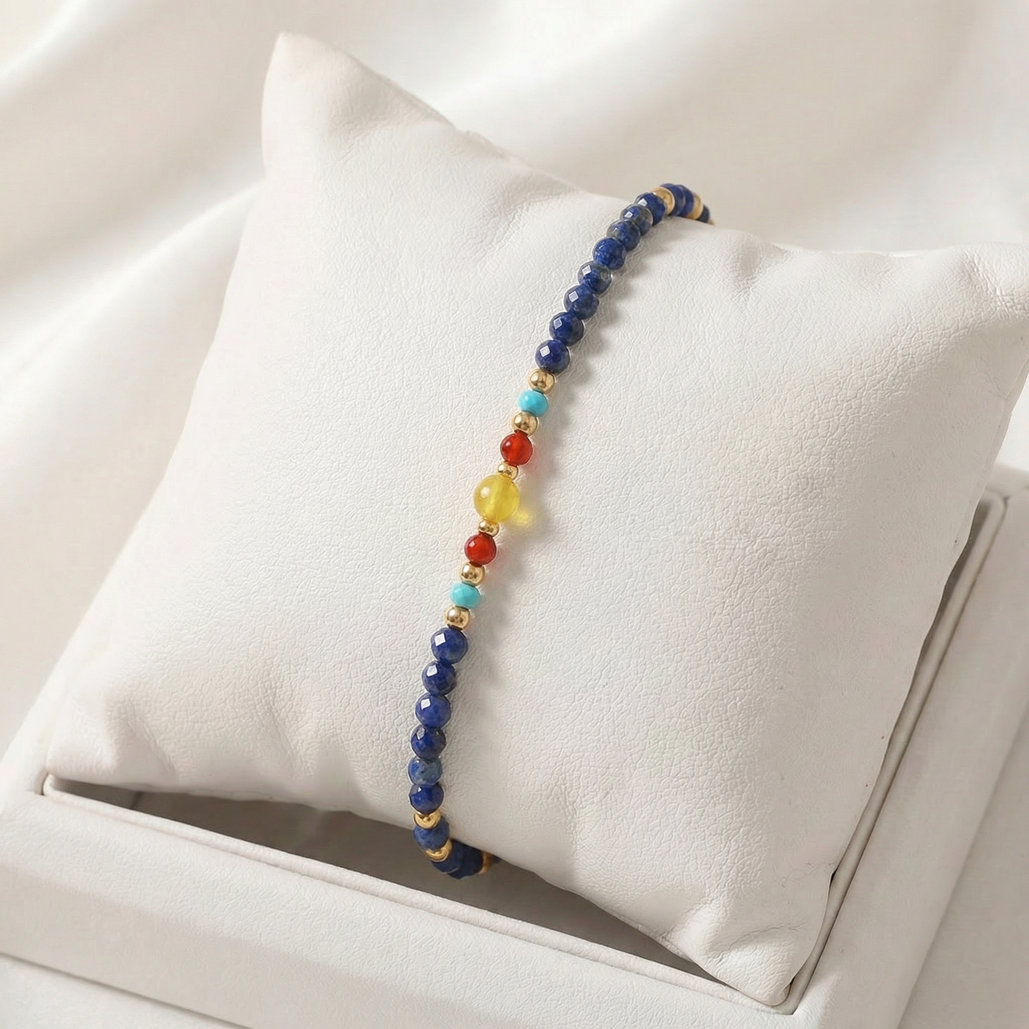 Lapis Lazuli, Carnelian & Turquoise Bracelet in 18K Gold-Plated Copper