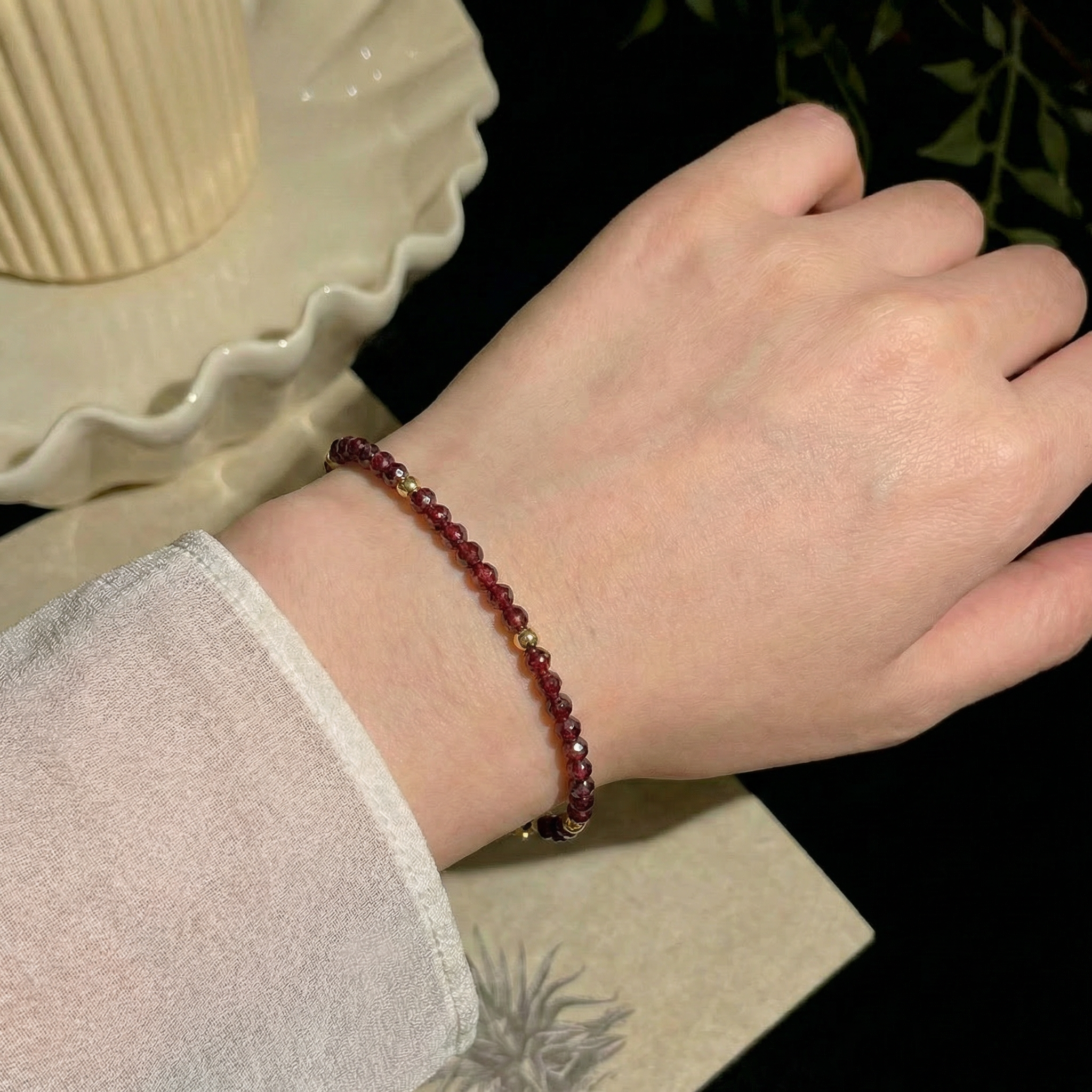 Red Garnet Bracelet in 18K Gold-Plated Silver