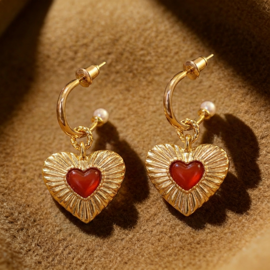 Carnelian Earrings in 18K Gold Plated Silver