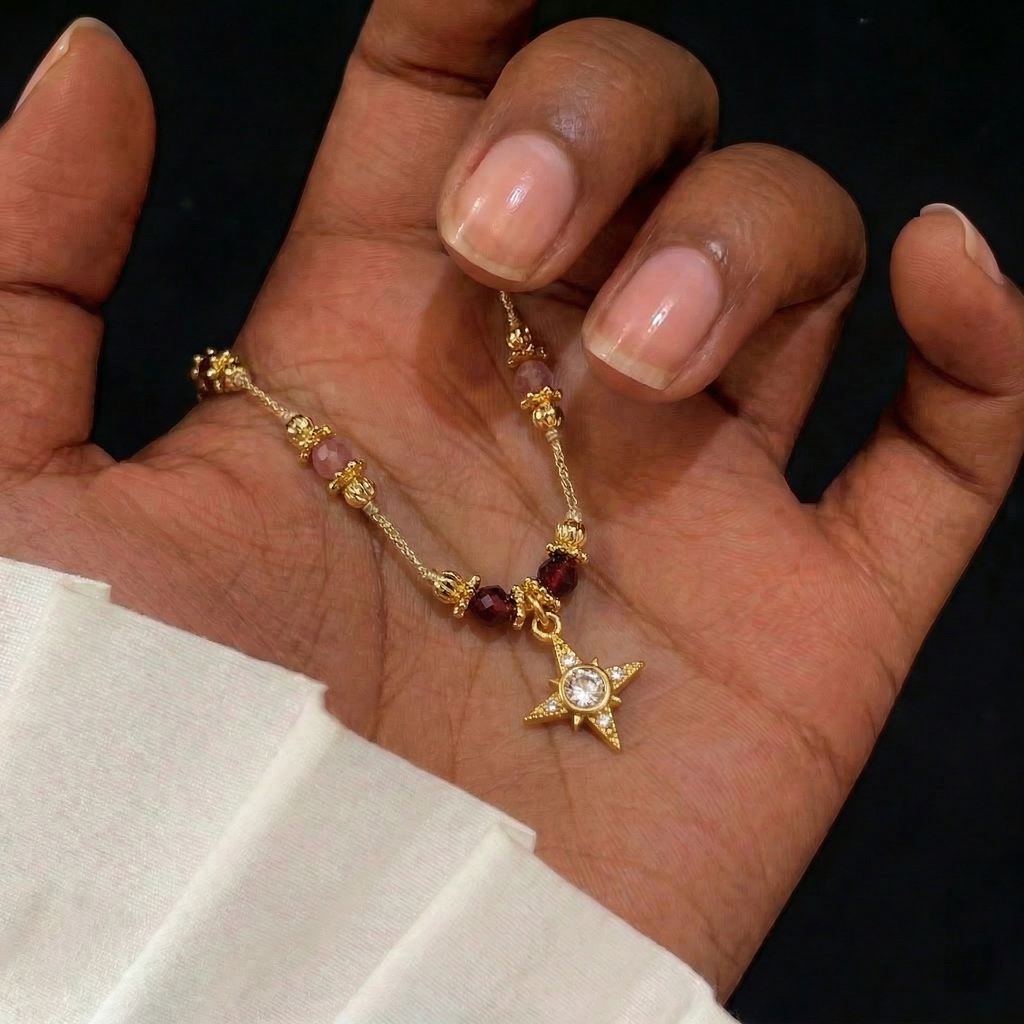 Pink Tourmaline Necklace in 18K Gold Plated Copper