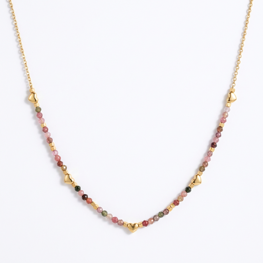 Tourmaline Square Pendant Necklace in 18K Gold-Plated Copper