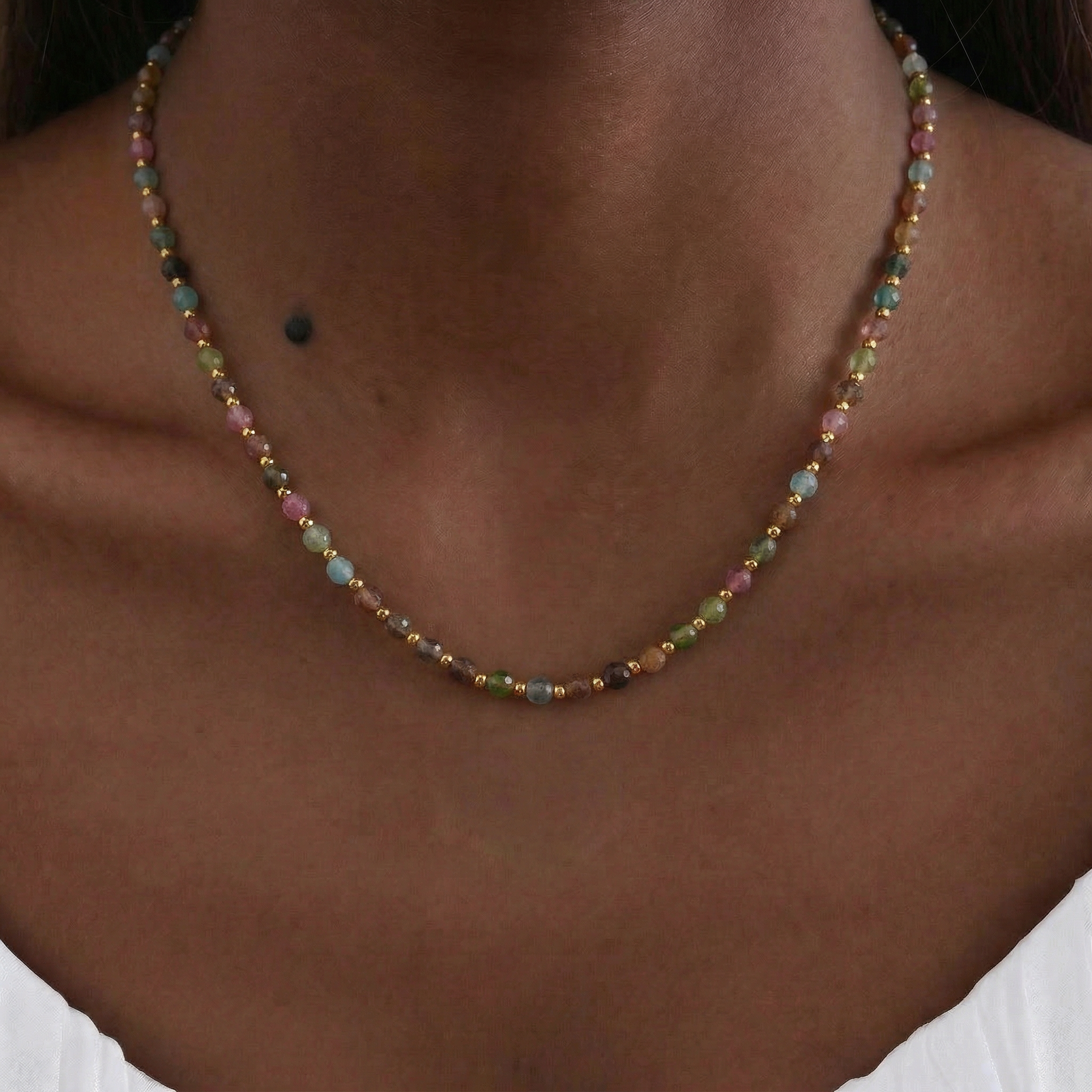 Tourmaline Necklace in 18K Gold Plated Metal