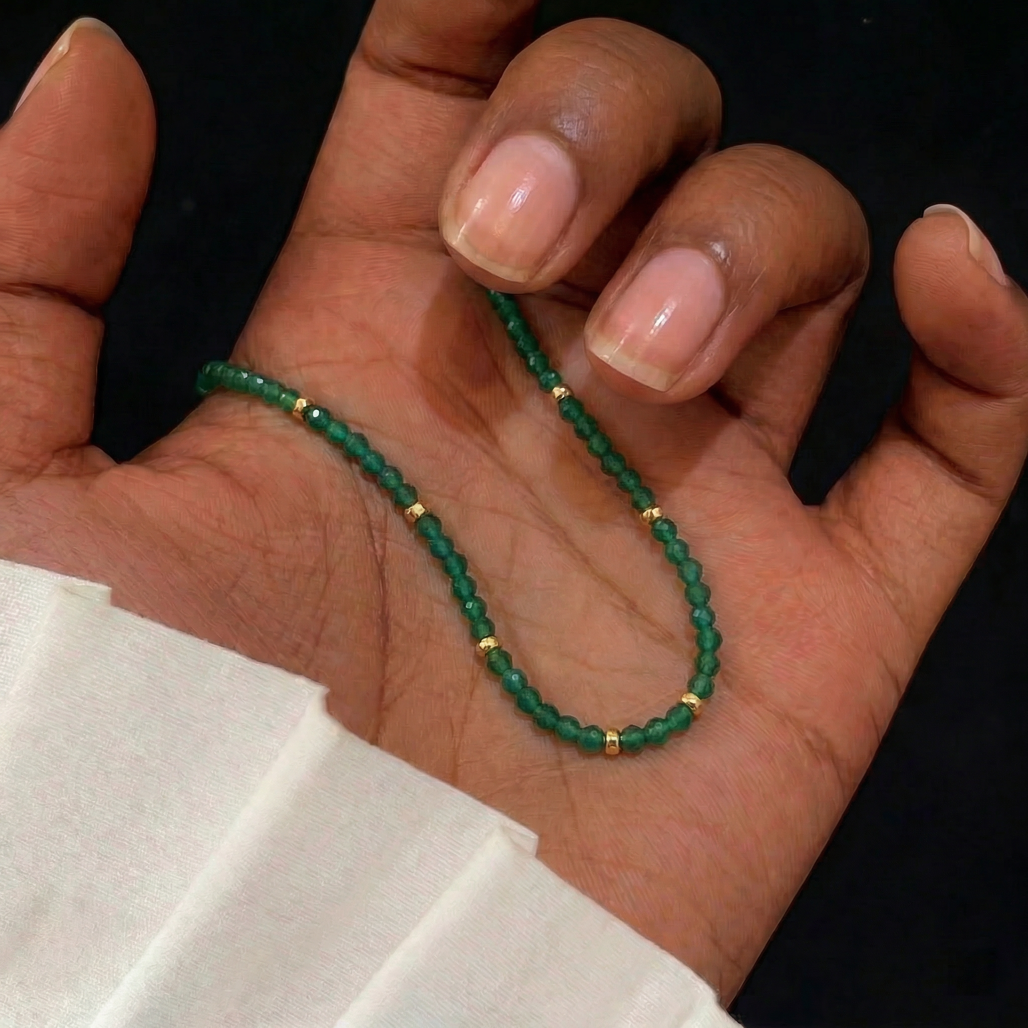 Green Chalcedony Necklace in 18K Gold Plated Copper