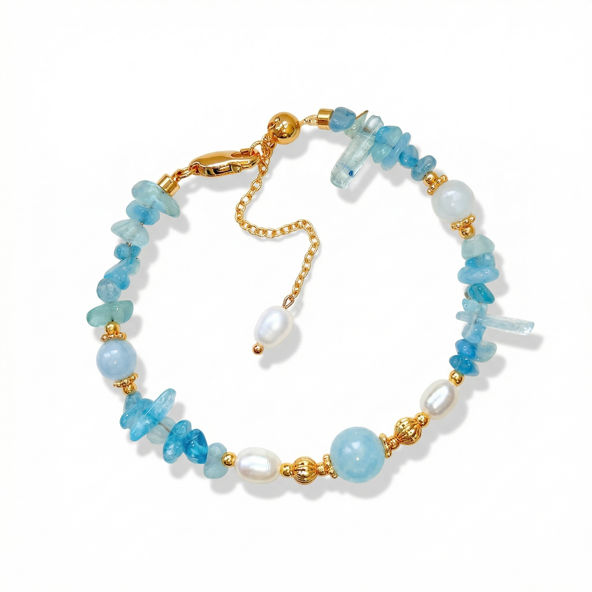 Aquamarine Bracelet in 18K Gold Plated Copper