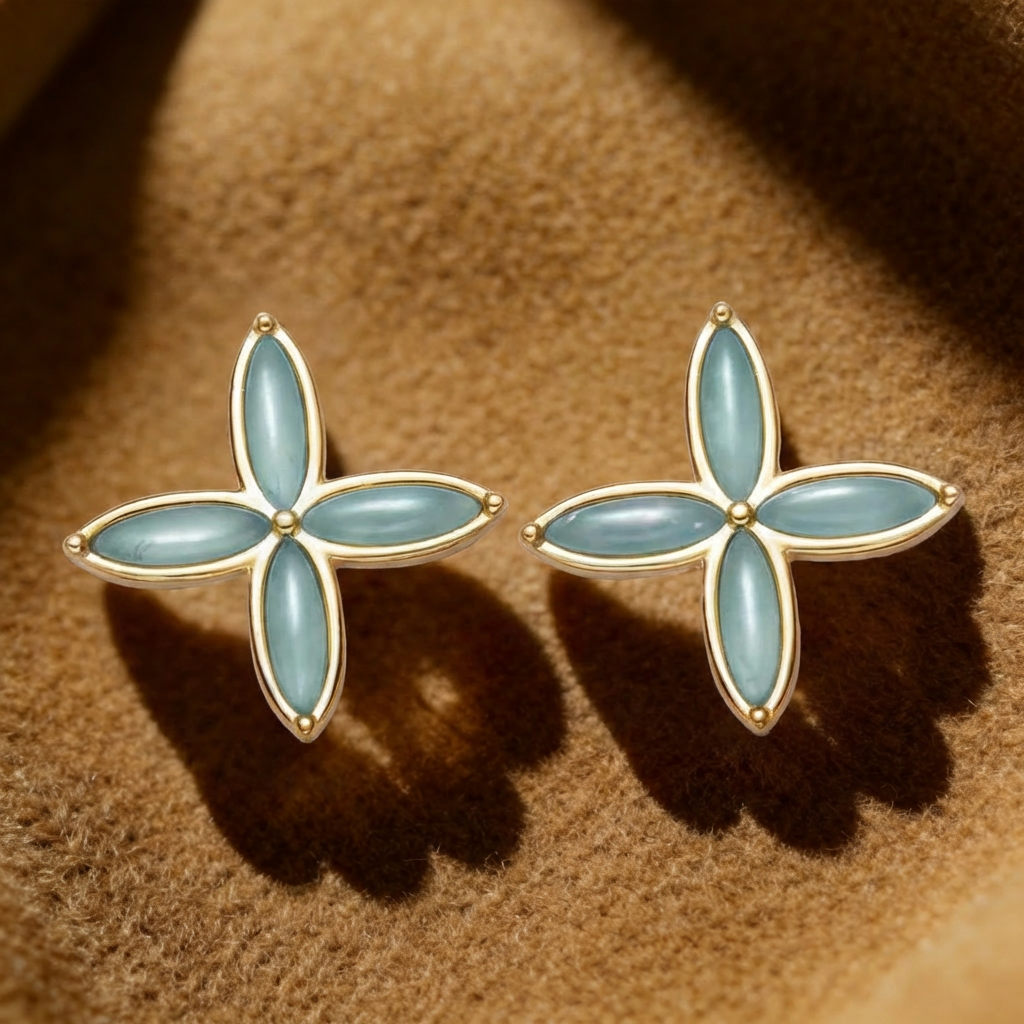 Clover Amazonite Stud Earrings in 18K Gold Vermeil