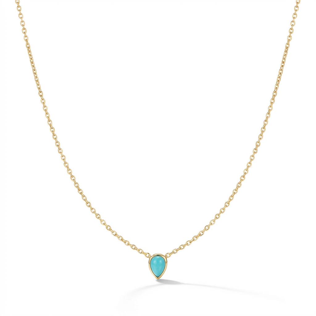 Teardrop Amazonite Pendant Necklace in 18K Gold Vermeil