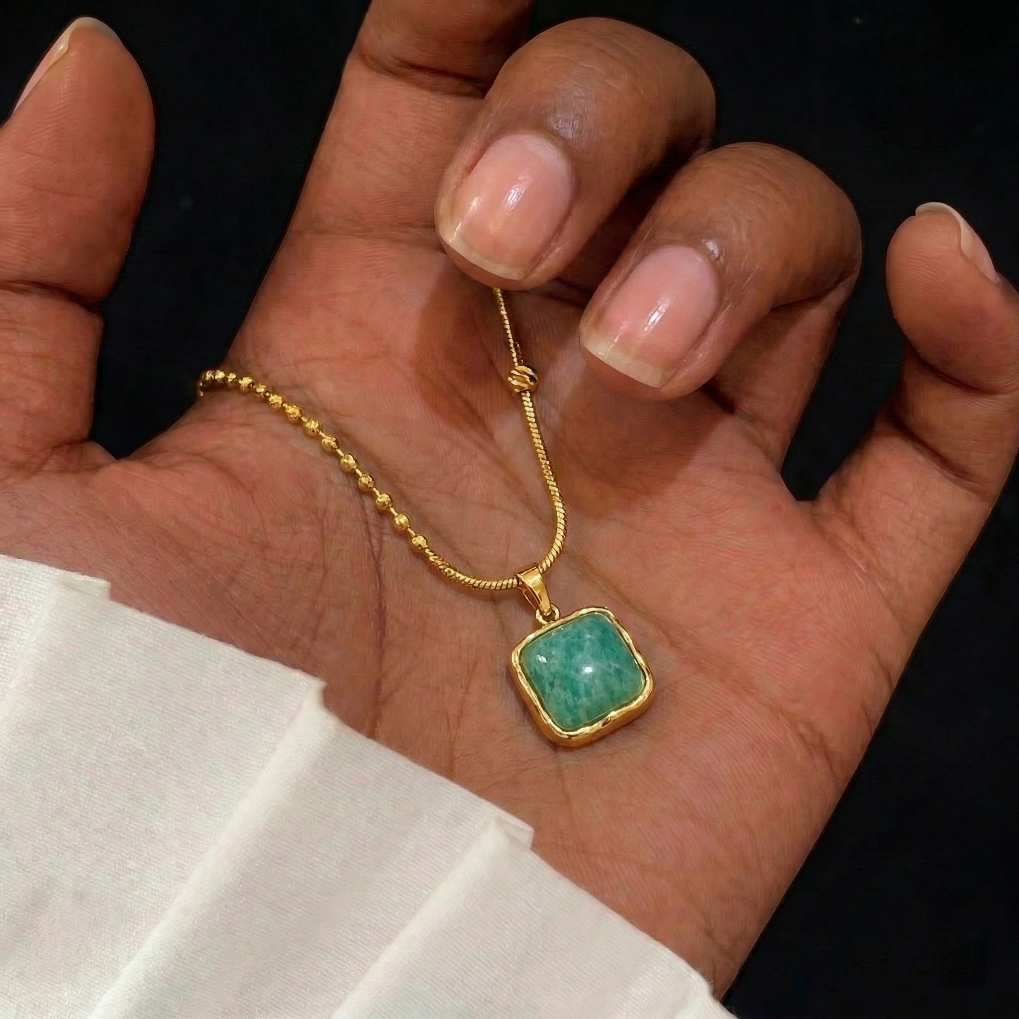 Amazonite Necklace in 18K Gold Plated Copper - CC