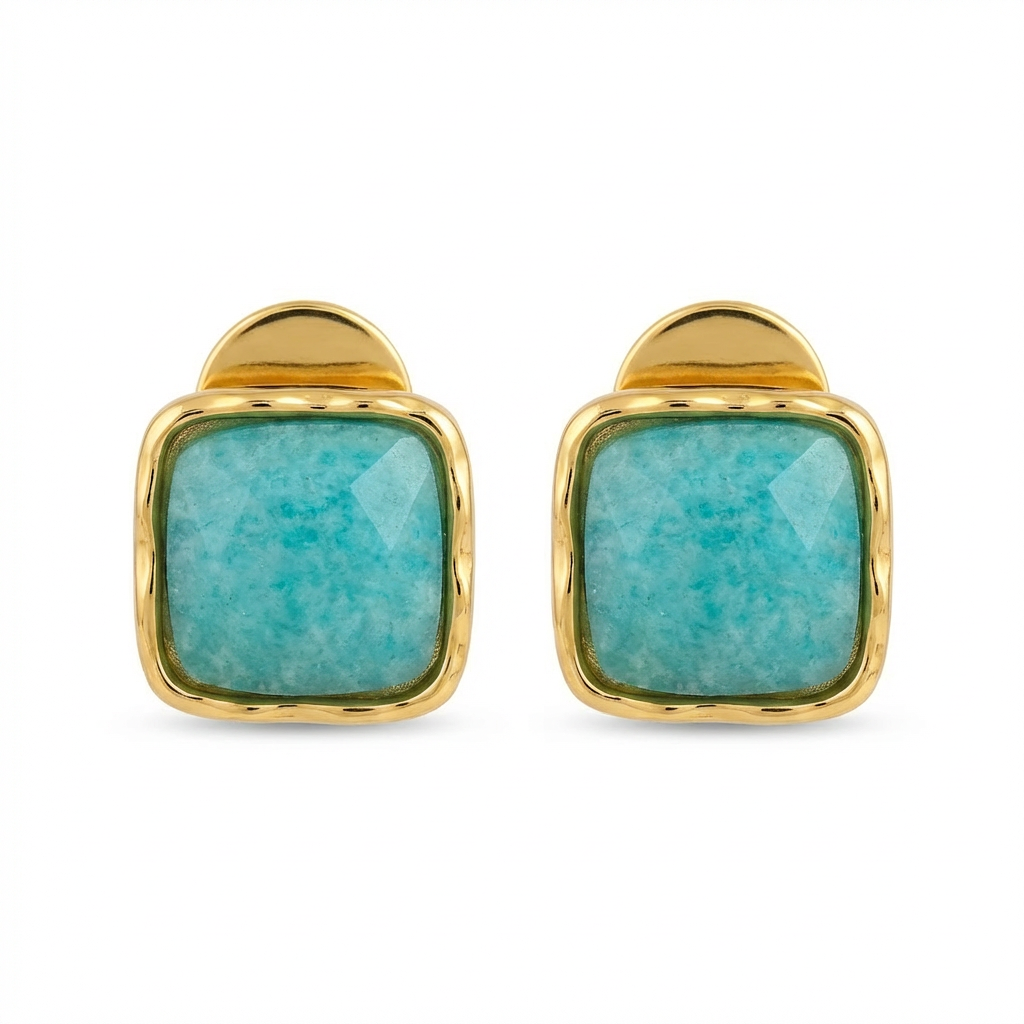 Amazonite Earrings in 18K Gold Plated Copper - CC