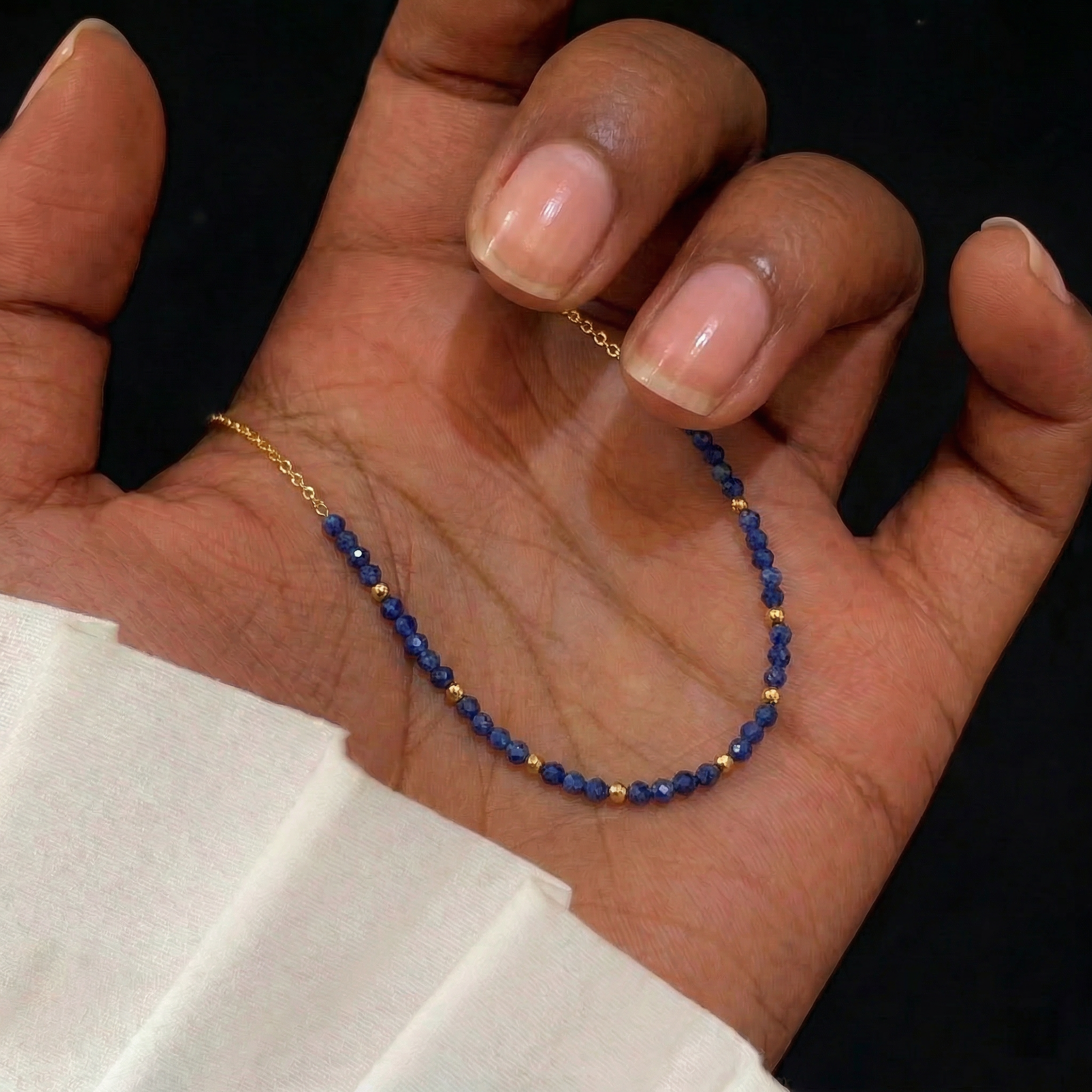 Gemstone Beaded Necklace in 18K Gold-Plated Metal