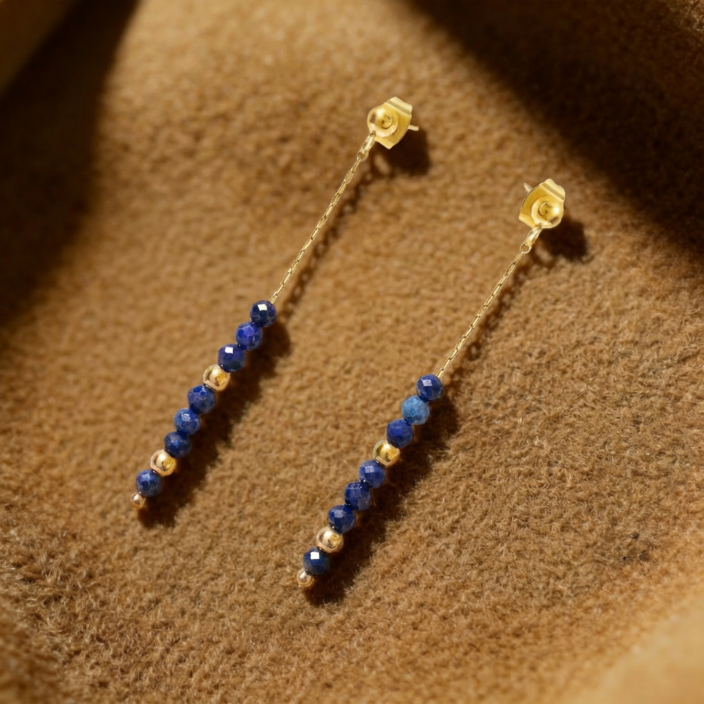Gemstone Beaded Earrings in 18K Gold-Plated Metal