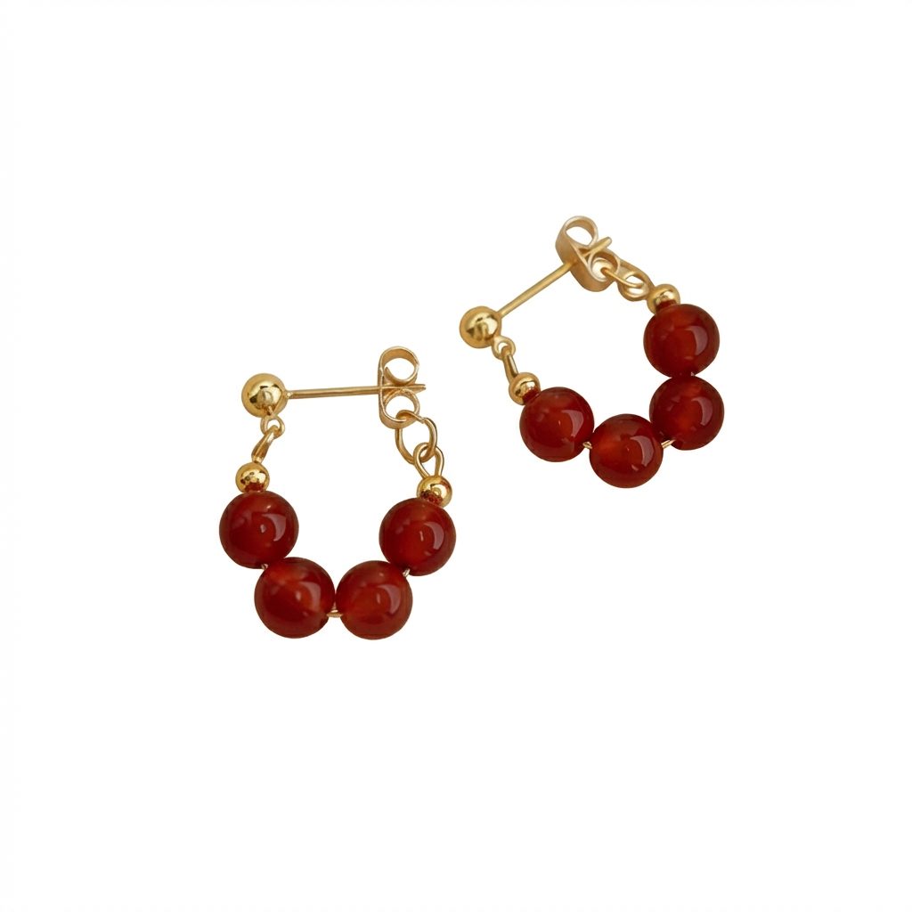 Carnelian Earrings in 14K Gold Plated Copper