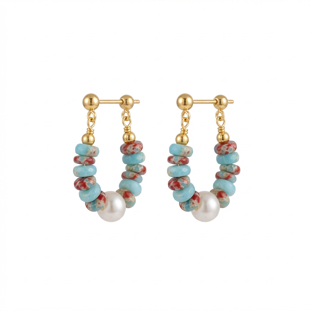 Shoushan Stone Earrings in 14K Gold-Plated Copper