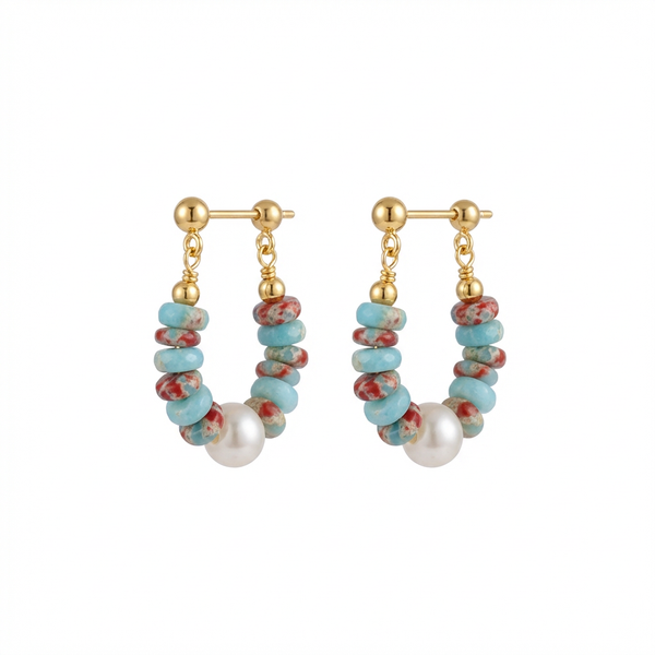 Shoushan Stone Earrings in 14K Gold-Plated Copper