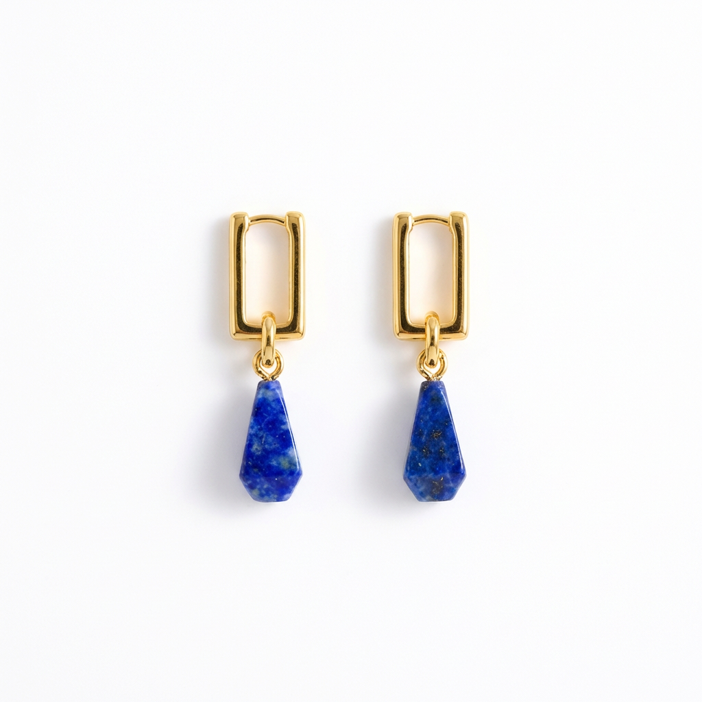 Lapis Lazuli Earrings in 18K Gold Plated Copper