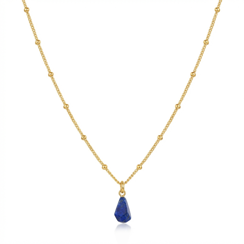 Lapis Lazuli Necklace in 18K Gold Plated Copper