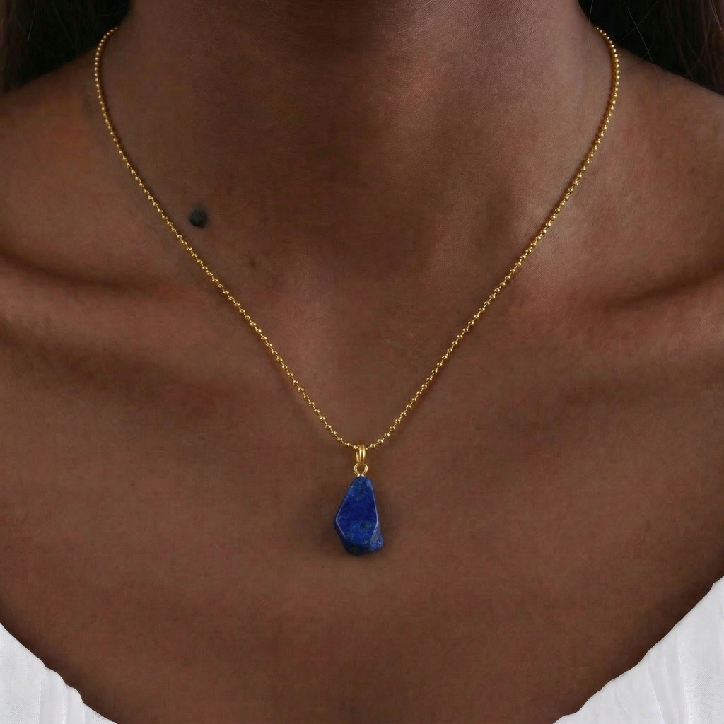 Lapis Lazuli Necklace in 18K Gold Plated Copper