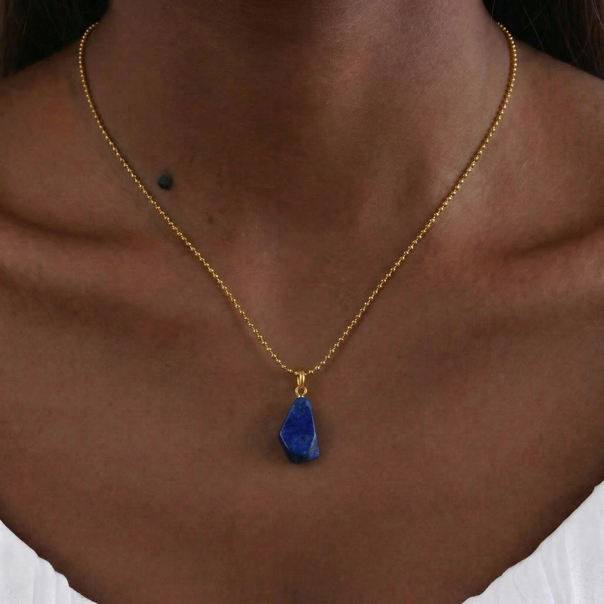 Lapis Lazuli Necklace in 18K Gold Plated Copper