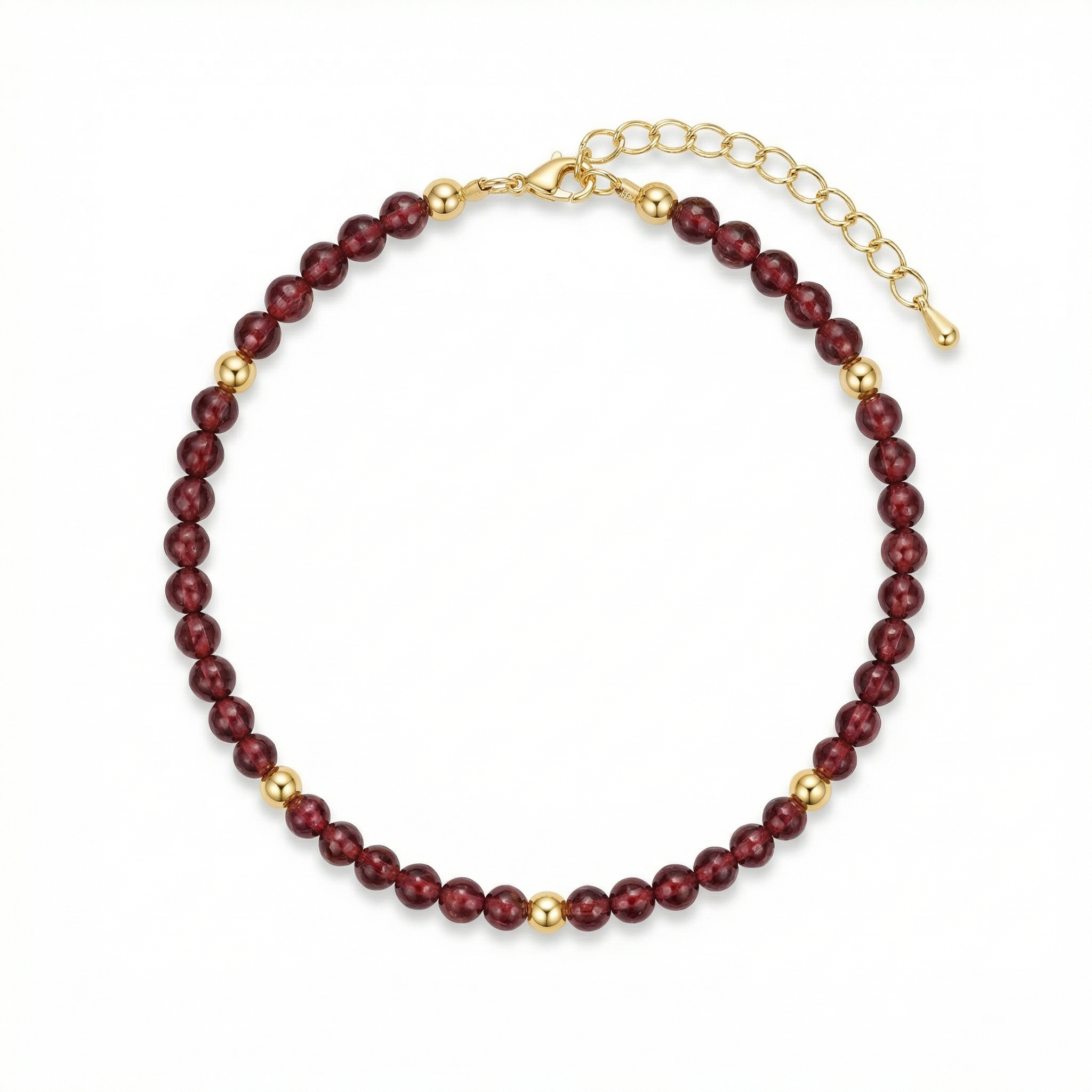 Red Garnet Bracelet in 18K Gold-Plated Silver