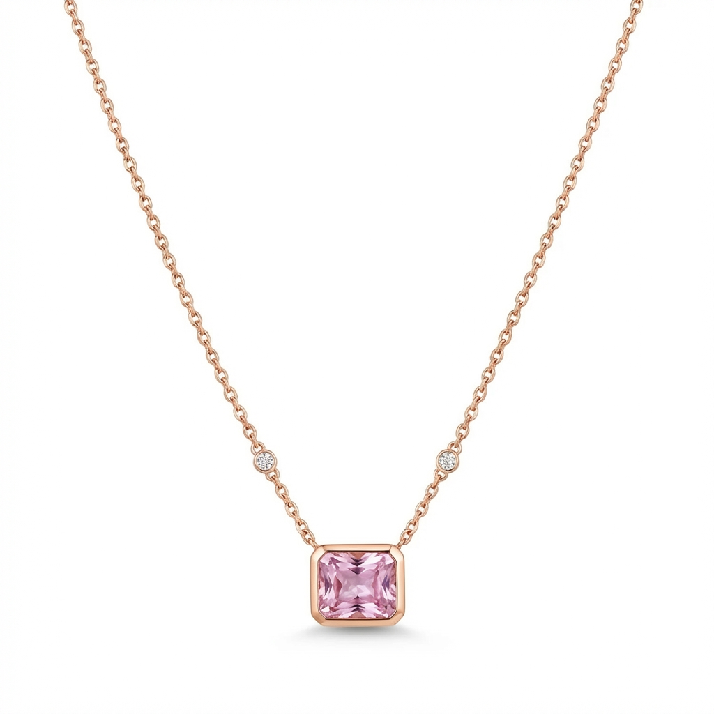 Amethyst Necklace in Rose Gold-Plated Silver
