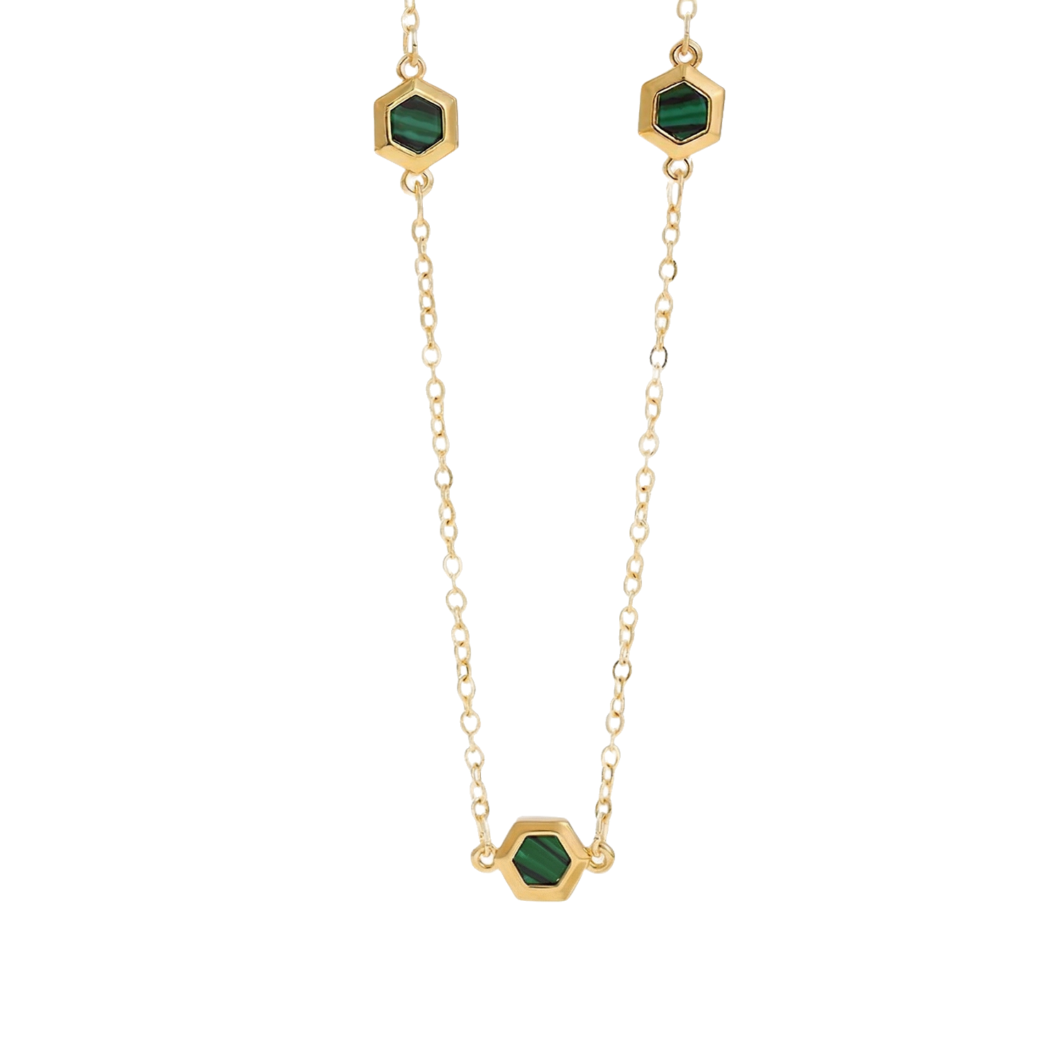 Malachite Necklace in 18K Gold Plated Copper