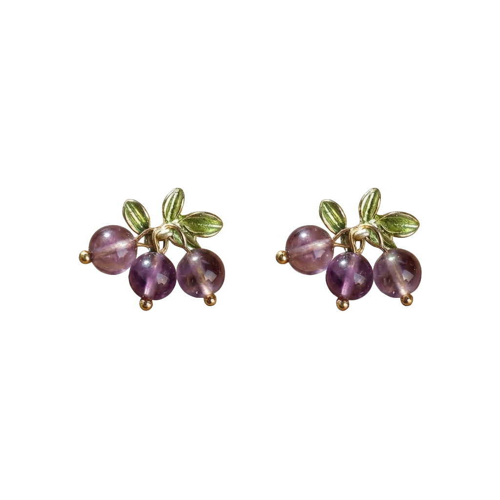 Amethyst Grape Cluster Earrings