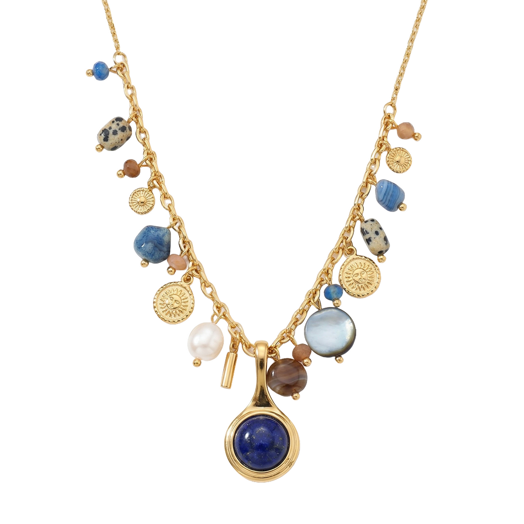 Pearl Detail Necklace in 18K Gold-Plated Copper