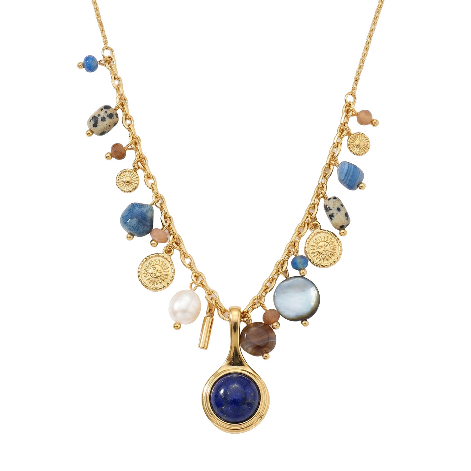 Pearl Detail Necklace in 18K Gold-Plated Copper