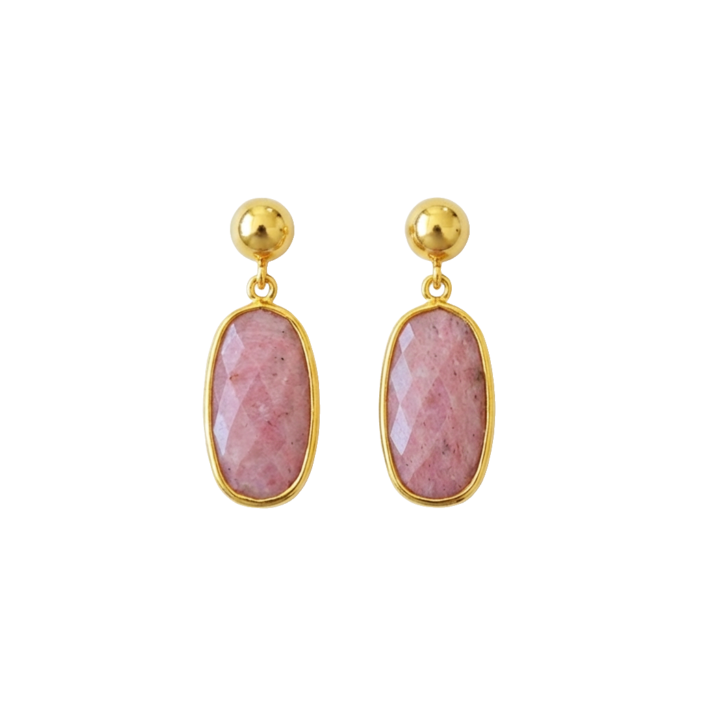 Amazonite Rose Stone Earrings in 18K Gold Plated Copper