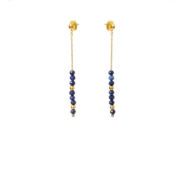 Gemstone Beaded Earrings in 18K Gold-Plated Metal