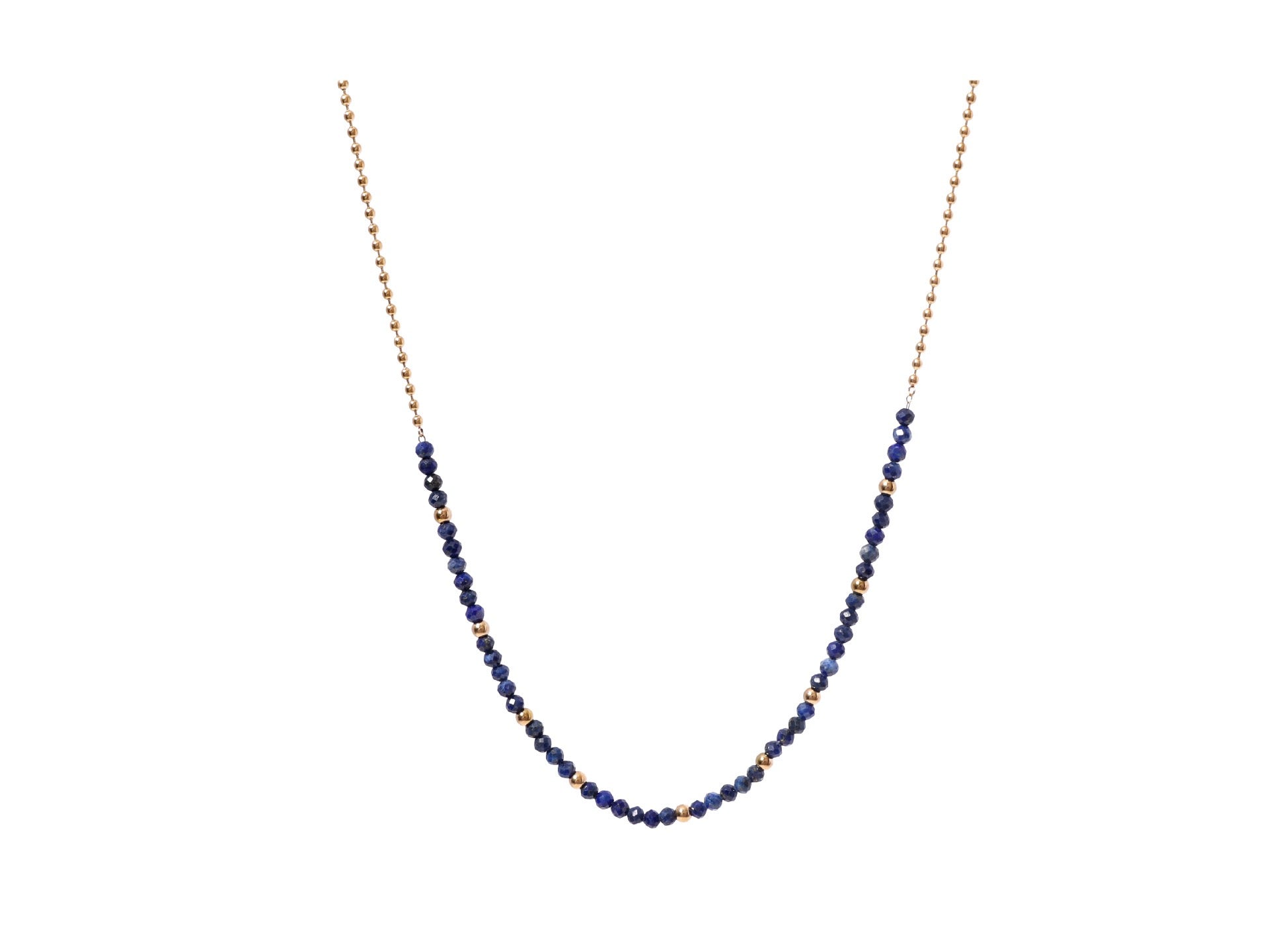 Lapis Lazuli Pink Tourmaline Moonstone Blue Apatite Amethyst Necklace in 18K gold-plated metal
