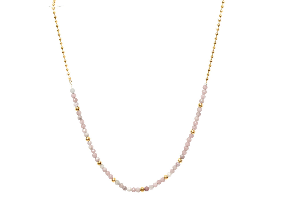 Lapis Lazuli Pink Tourmaline Moonstone Blue Apatite Amethyst Necklace in 18K gold-plated metal