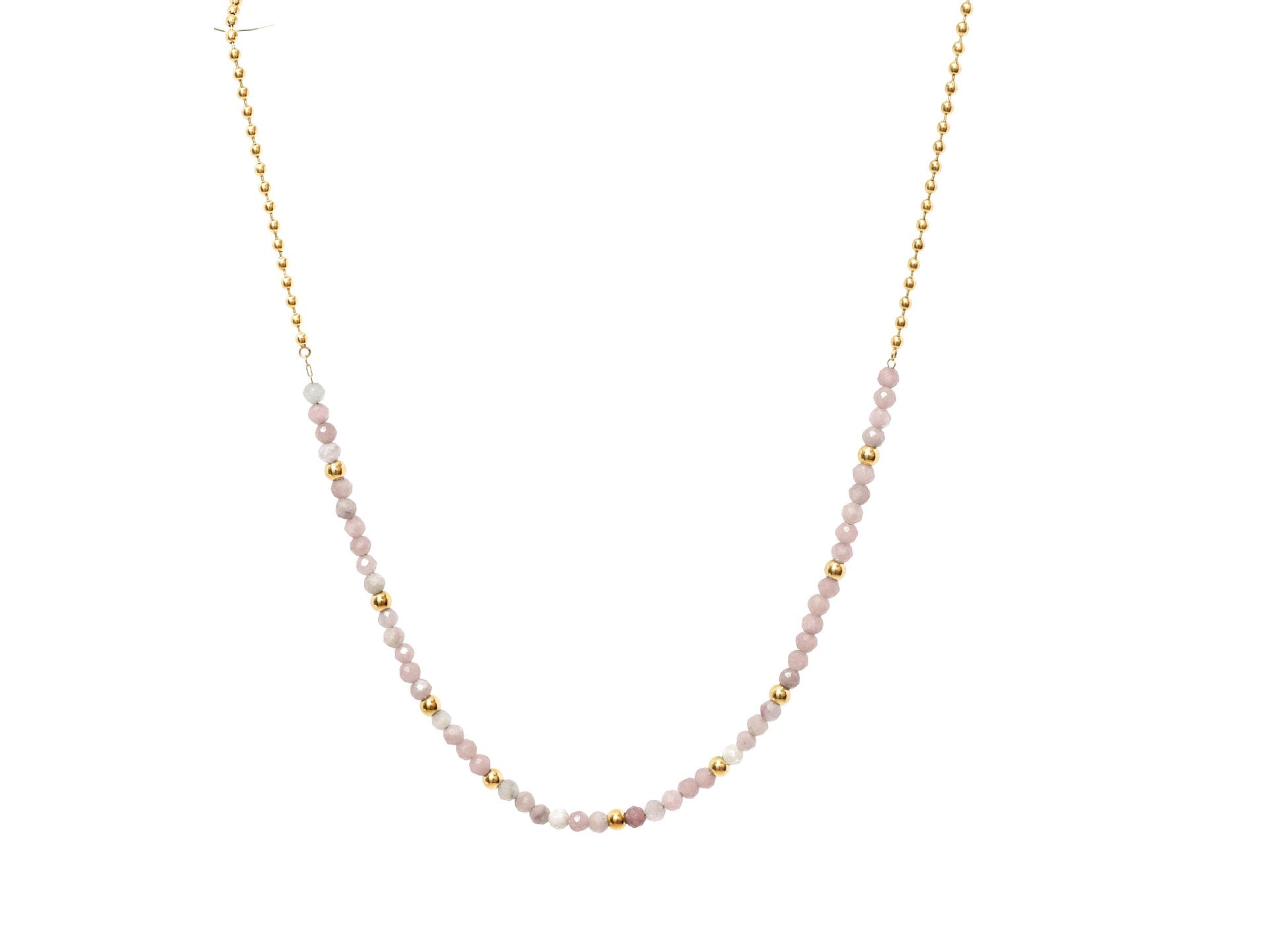 Lapis Lazuli Pink Tourmaline Moonstone Blue Apatite Amethyst Necklace in 18K gold-plated metal