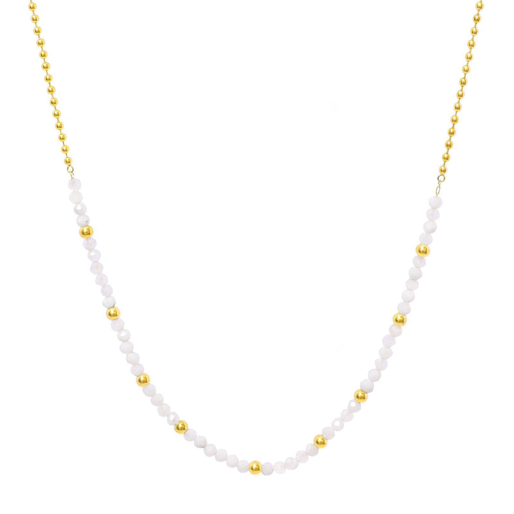 Lapis Lazuli Pink Tourmaline Moonstone Blue Apatite Amethyst Necklace in 18K gold-plated metal