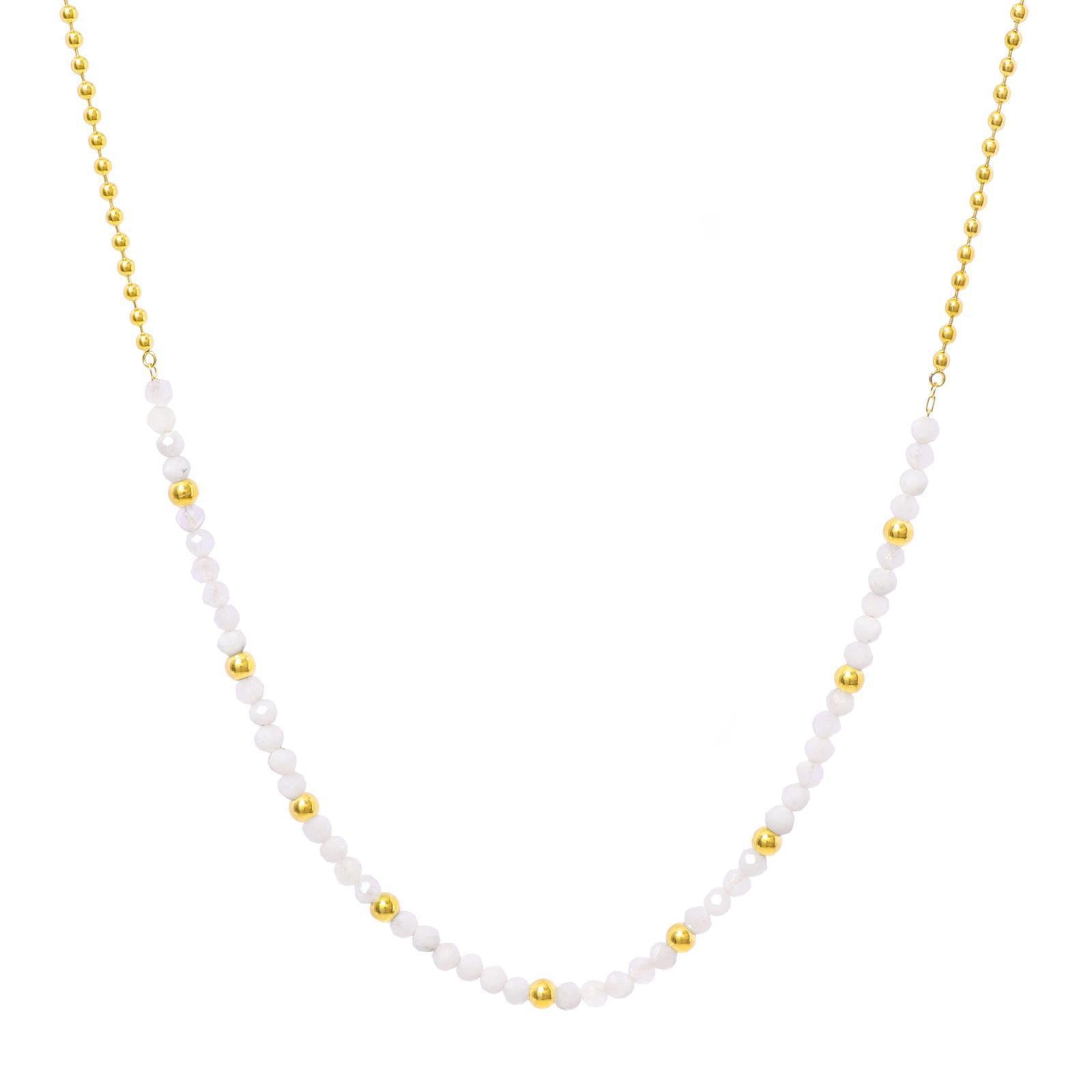 Lapis Lazuli Pink Tourmaline Moonstone Blue Apatite Amethyst Necklace in 18K gold-plated metal