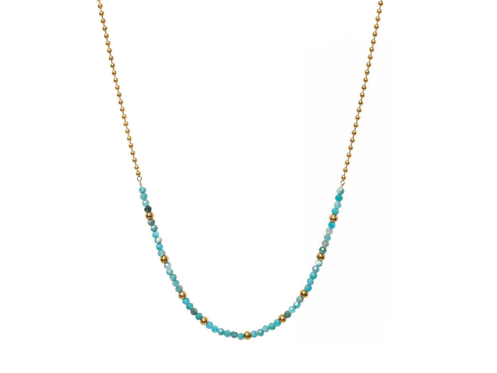 Lapis Lazuli Pink Tourmaline Moonstone Blue Apatite Amethyst Necklace in 18K gold-plated metal