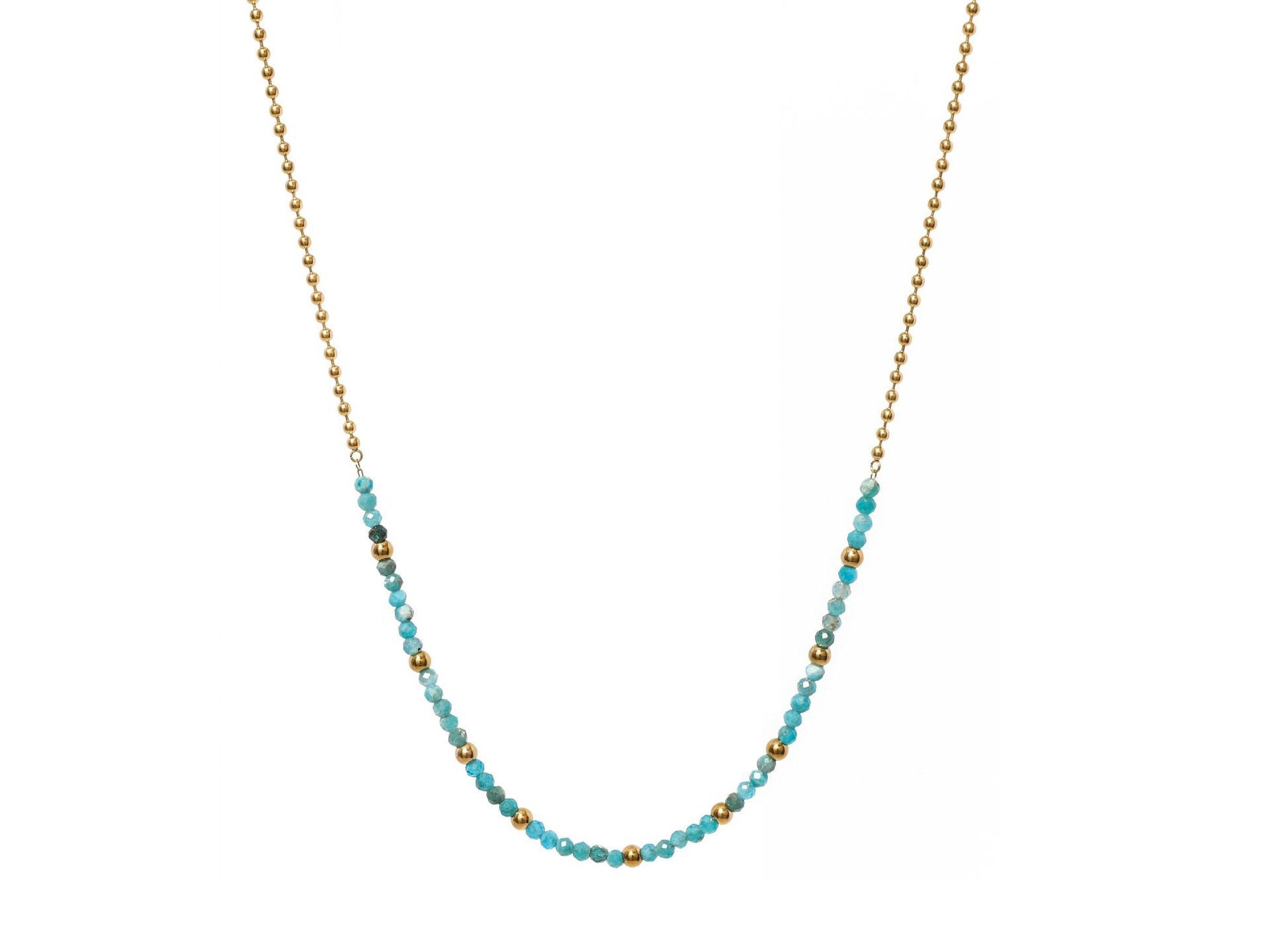 Lapis Lazuli Pink Tourmaline Moonstone Blue Apatite Amethyst Necklace in 18K gold-plated metal