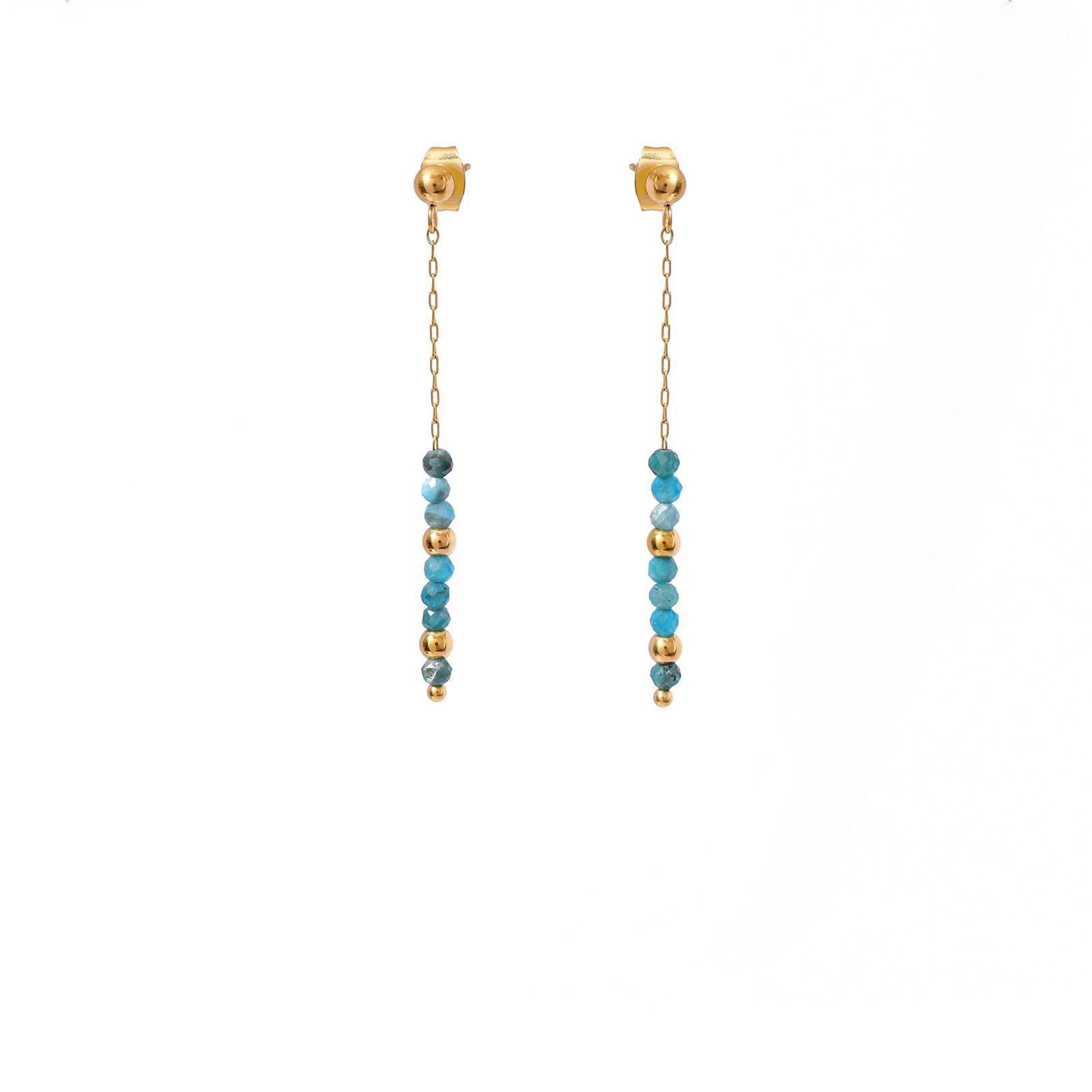 Lapis Lazuli Pink Tourmaline Moonstone Blue Apatite Amethyst Earrings in 18K gold-plated metal