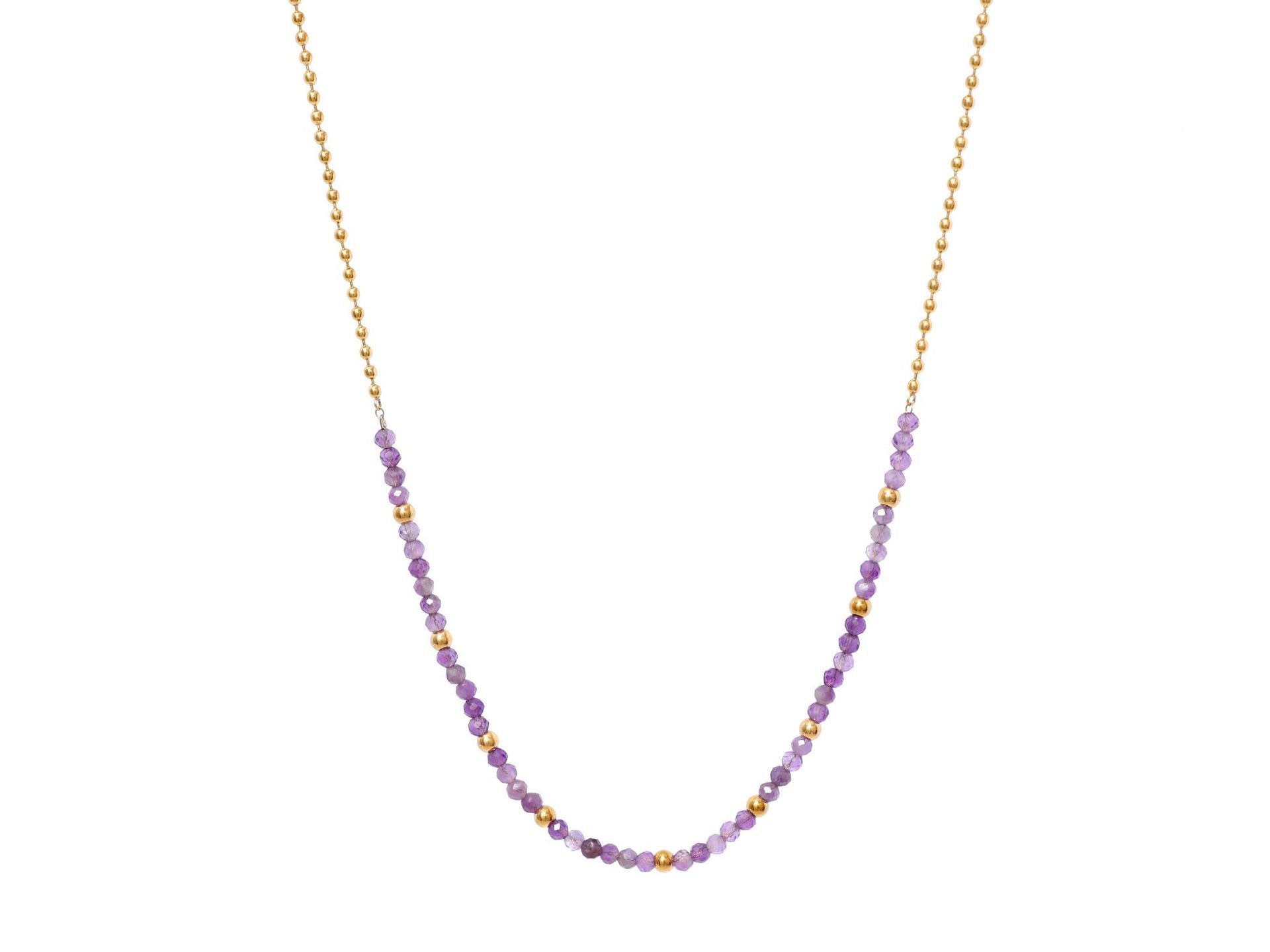 Lapis Lazuli Pink Tourmaline Moonstone Blue Apatite Amethyst Necklace in 18K gold-plated metal