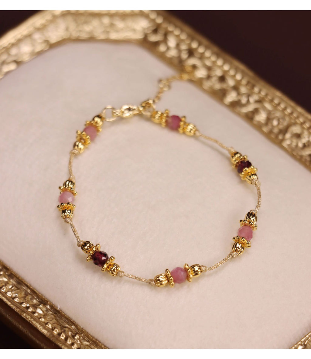 Pink Tourmaline Jewelry Set in 18K gold-plated copper