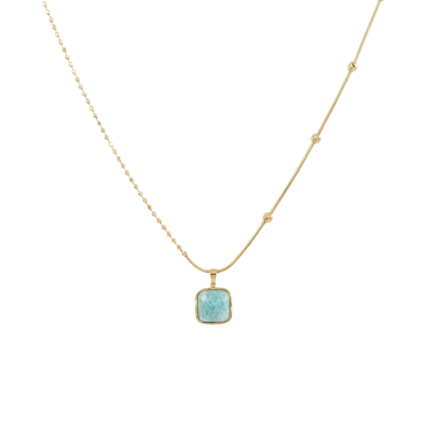 Amazonite Necklace in 18K Gold Plated Copper - CC