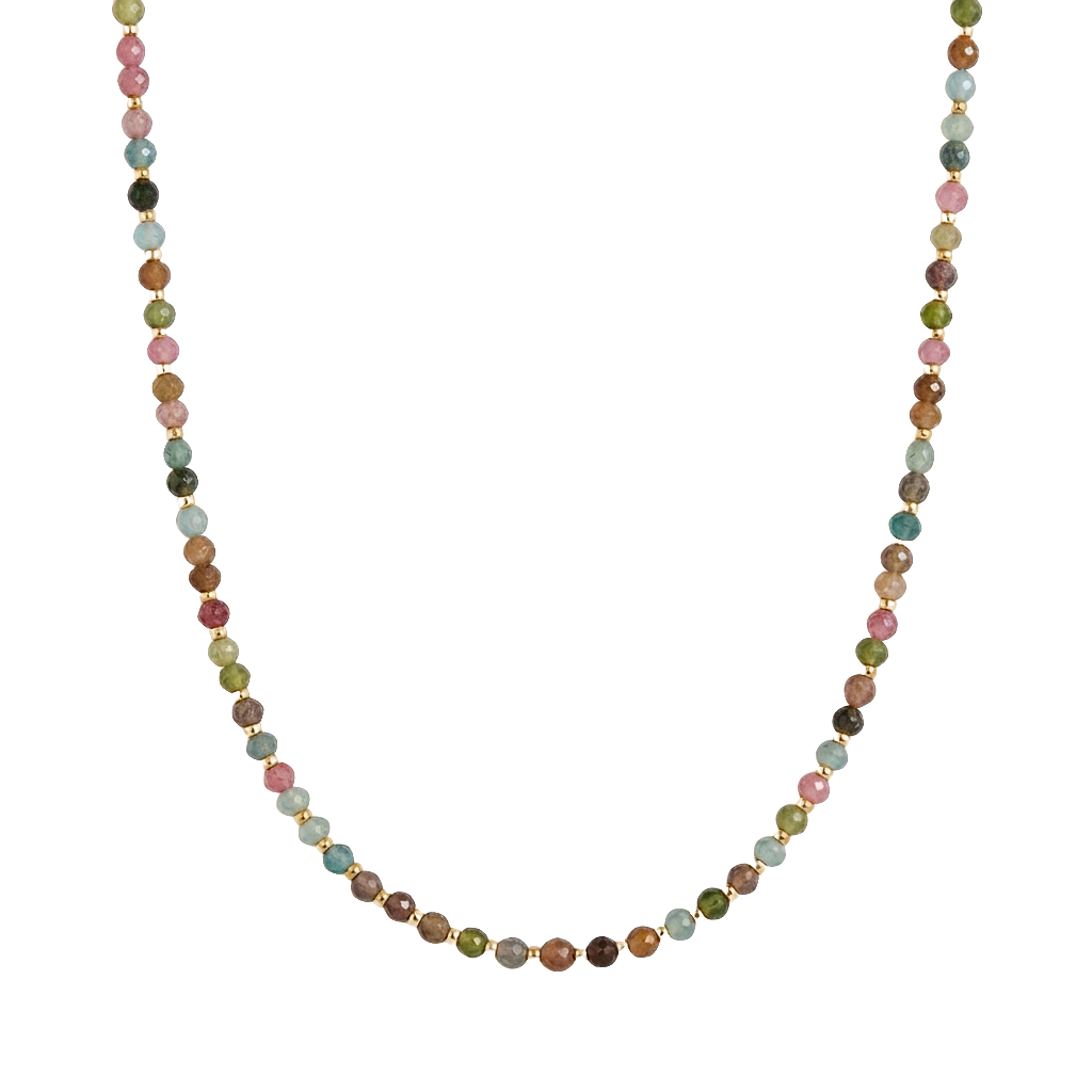 Tourmaline Necklace in 18K Gold Plated Metal