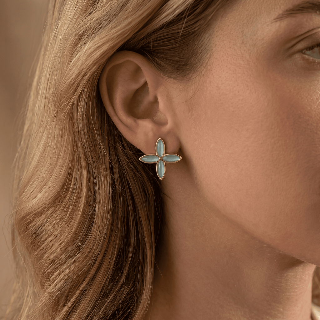 Clover Amazonite Stud Earrings