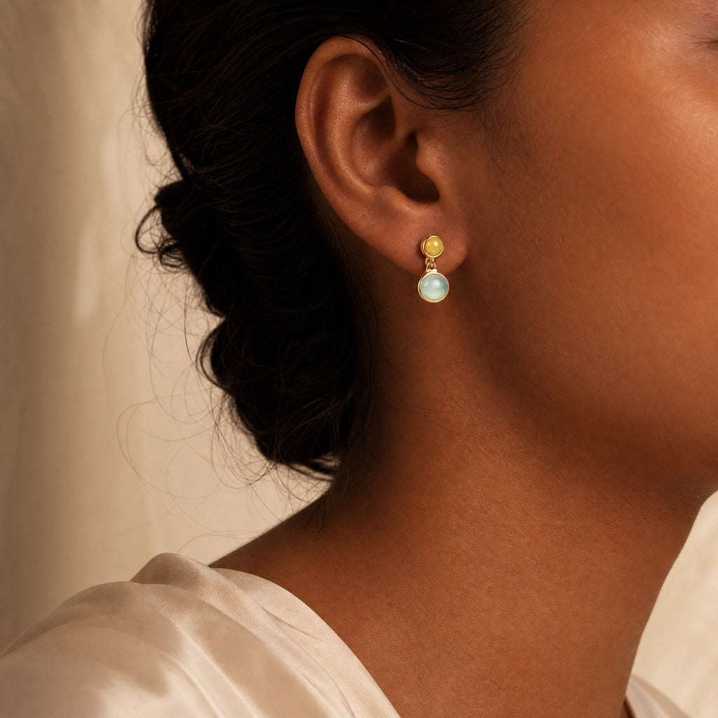 Radiant Balance - Yellow Green Two-Tone Drop Earrings