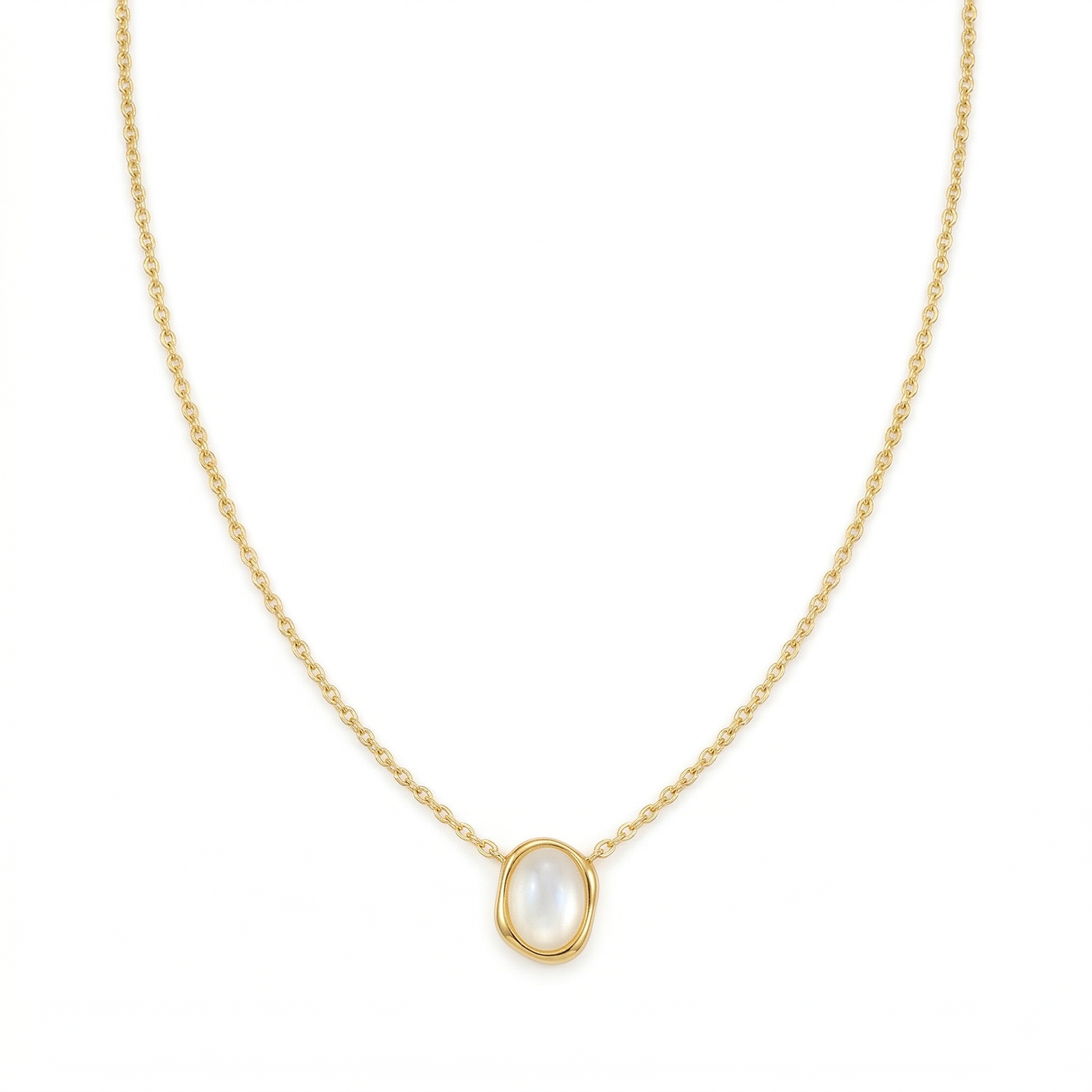 Hetian Jade Necklace in 18K Gold Plated Silver