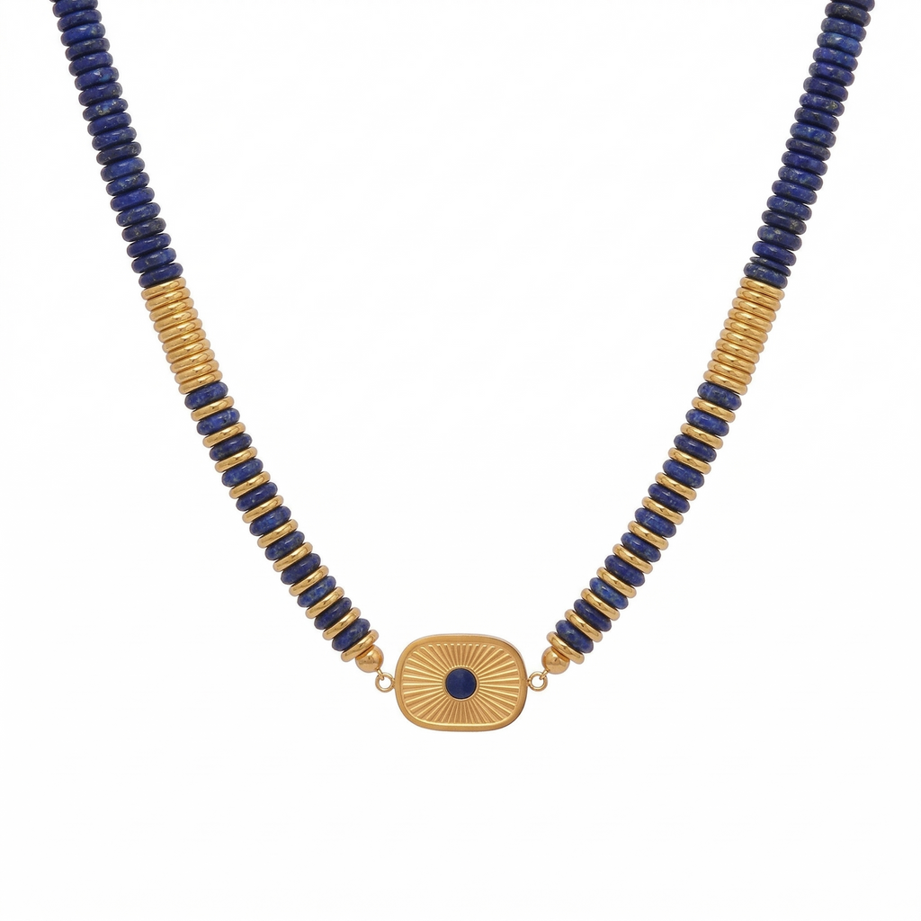 Lapis Lazuli Necklace in 18K Gold Plated Copper