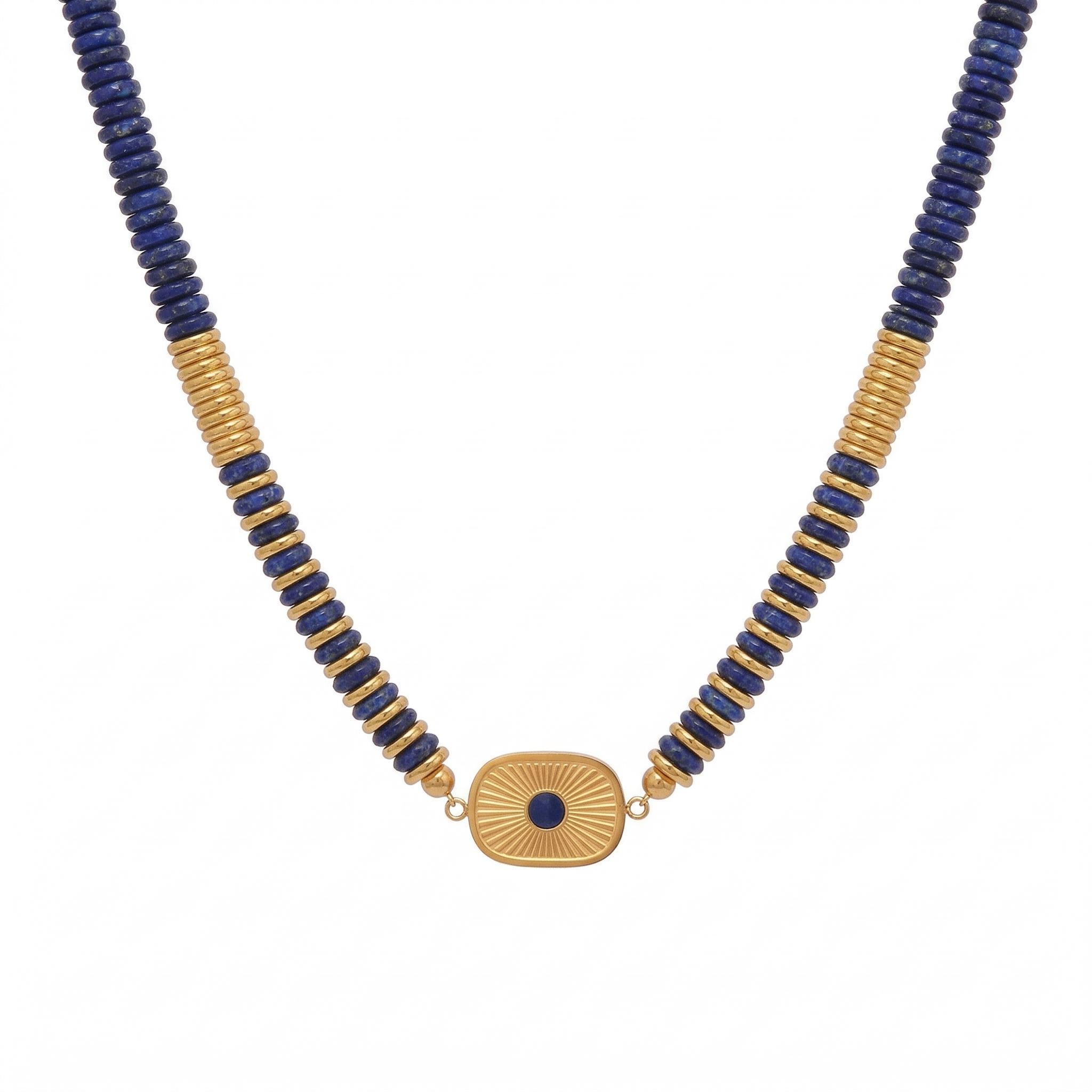 Lapis Lazuli Necklace in 18K Gold Plated Copper