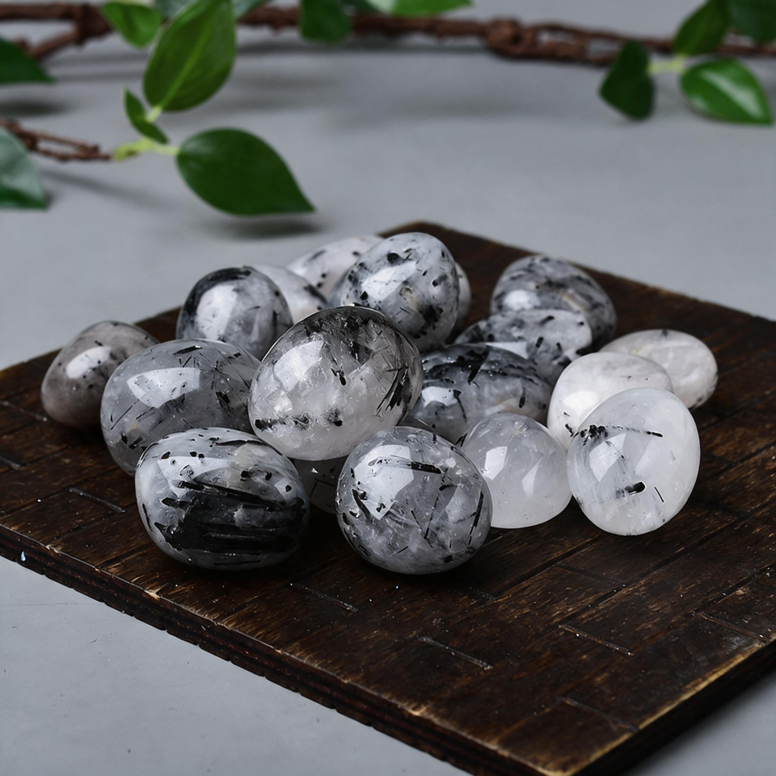 Black Rutilated Quartz Tumbled Stone 2
